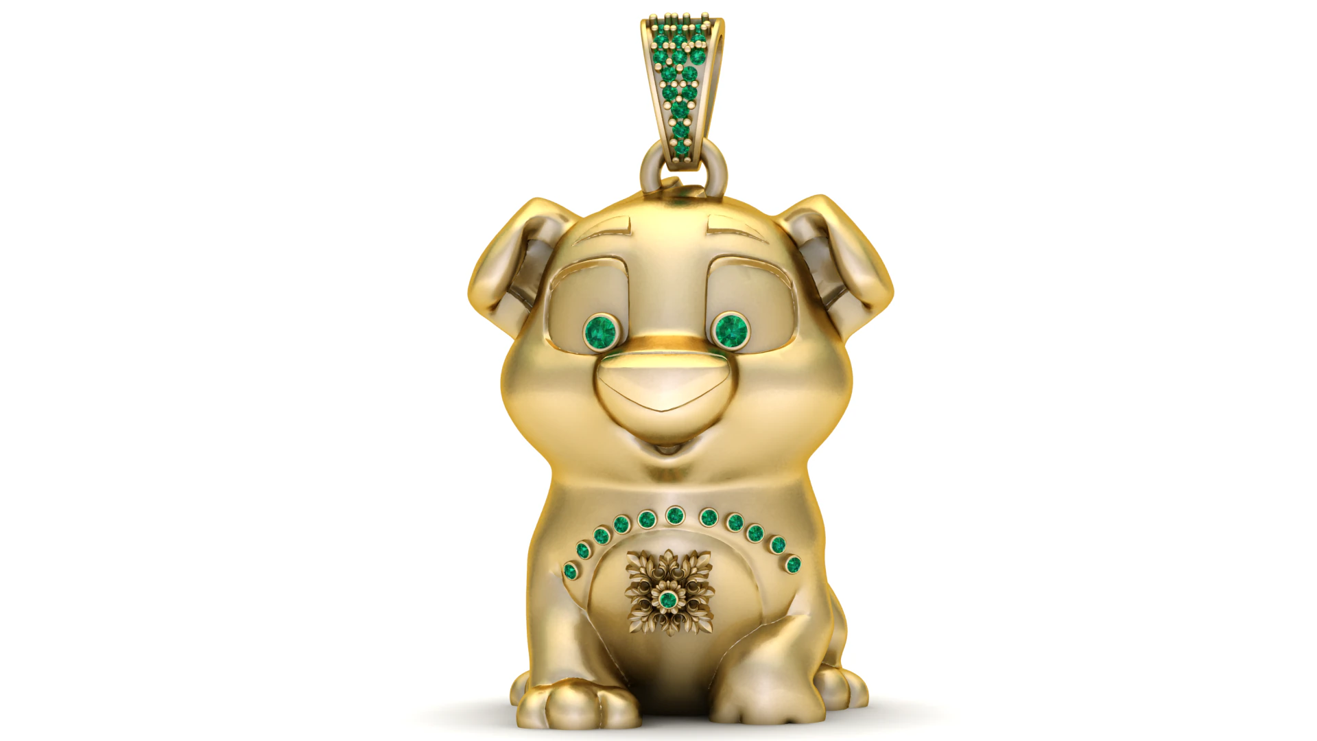 Emerald Pup Charm PENDANT 3D Print Model .c4d .max .obj .3ds .fbx .stl .blend 