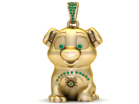 Emerald Pup Charm PENDANT 3D Print Model