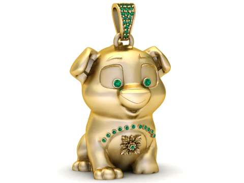 Emerald Pup Charm PENDANT 3D Print Model