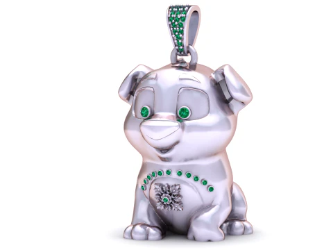 Emerald Pup Charm PENDANT 3D Print Model