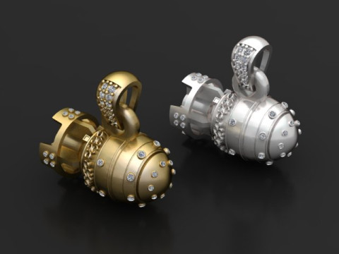 Diamant-Granate-Anhänger 3D Druckmodell