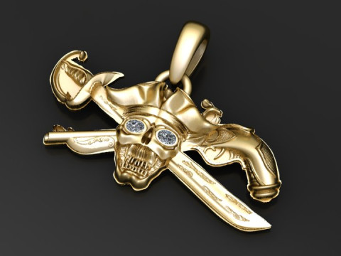 Pirate Skull Pendant 3D Print Model