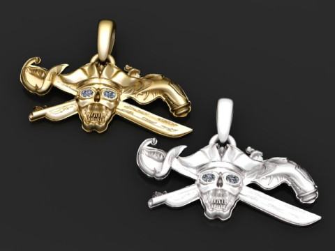 Pirate Skull Pendant 3D Print Model