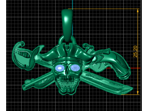 Pirate Skull Pendant 3D Print Model