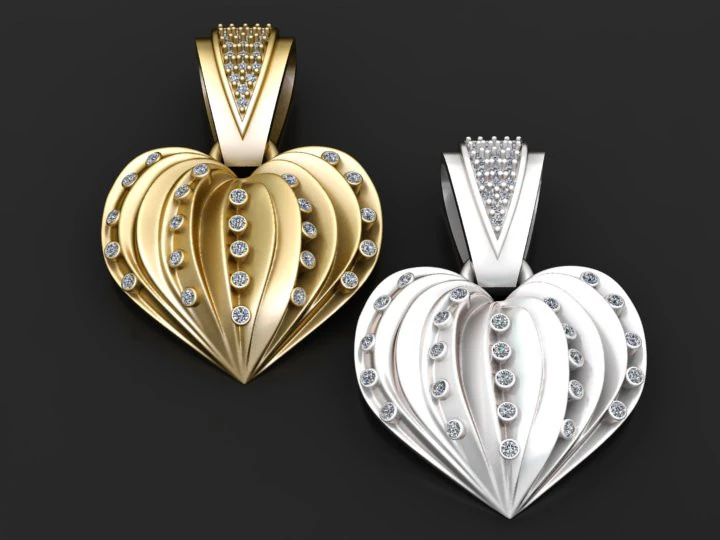 Radiant Heart Pendant 3D Print Model .c4d .max .obj .3ds .fbx .stl .blend 