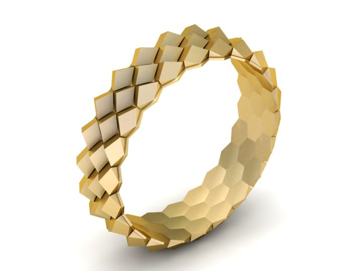 Hexa-Stack Geometric Bangle Set 3D Print Model .c4d .max .obj .3ds .fbx .stl .blend