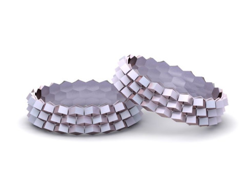 Hexa-Stack Geometric Bangle Set 3D Print Model