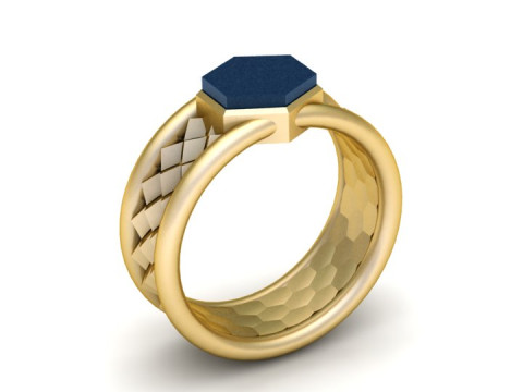 Hexa-Edge Geometric Ring 3D Print Model