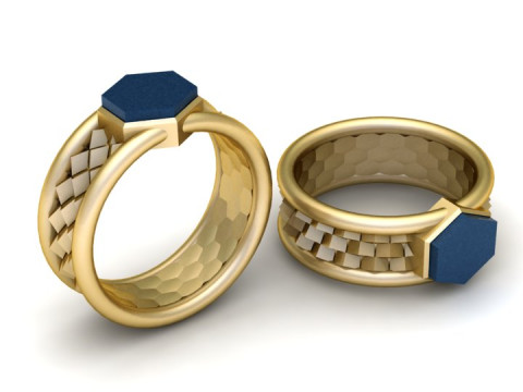 Hexa-Edge Geometric Ring 3D printmodel