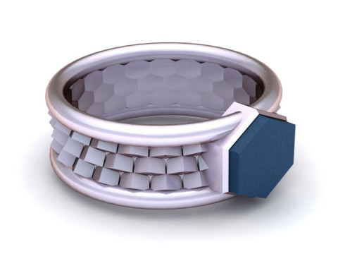 Hexa-Edge Geometric Ring 3D printmodel