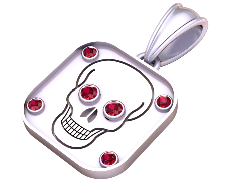 Golden Skull Ruby Pendant Modelo 3D