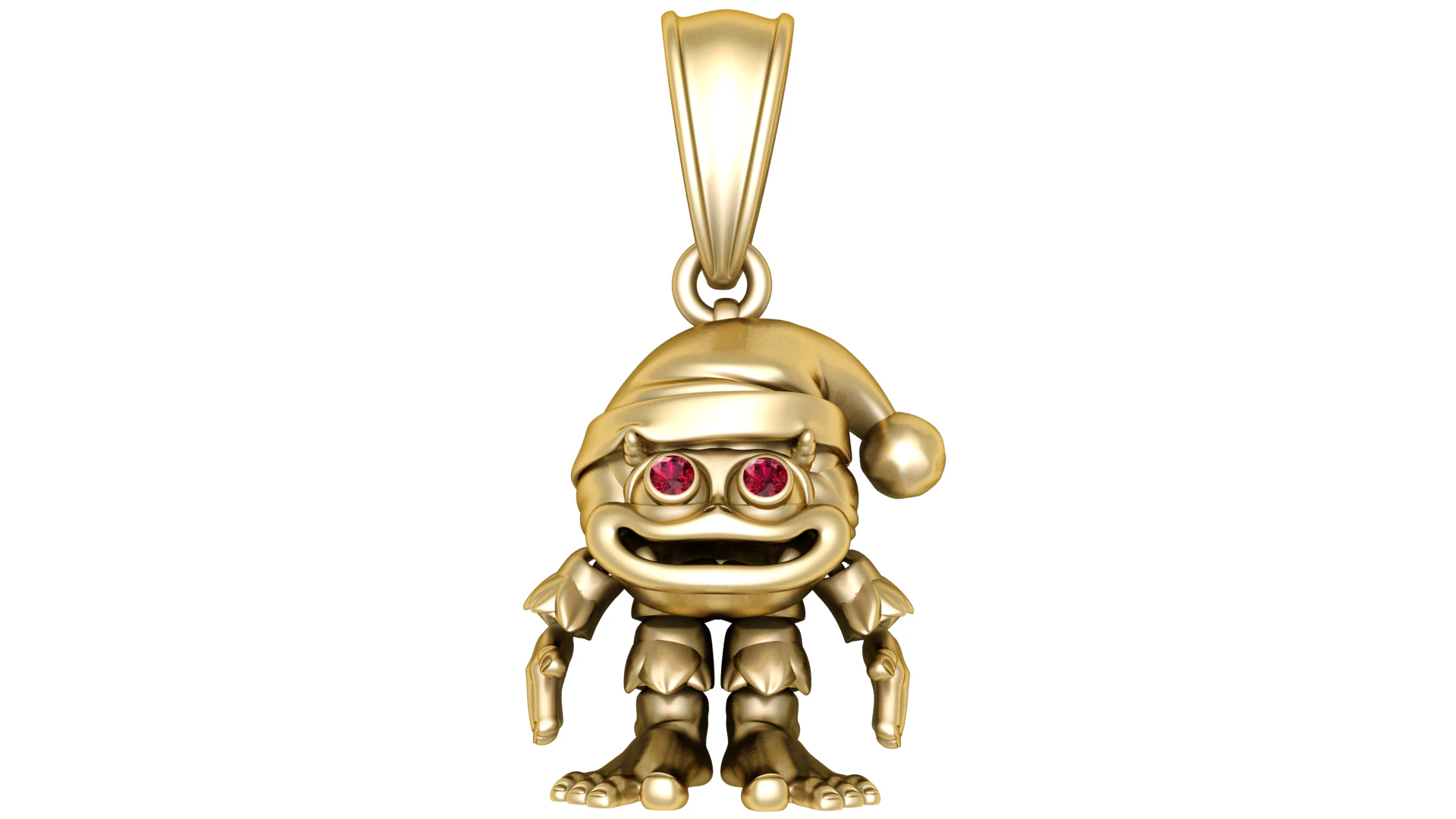 Golden Elf Monster Pendant with Ruby Eyes 3D Model .c4d .max .obj .3ds .fbx .stl .blend 