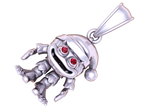 Golden Elf Monster Pendant with Ruby Eyes 3D Model