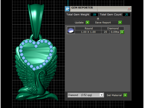 Golden Swan Heart Pendant with Ruby Accents Modelo 3D