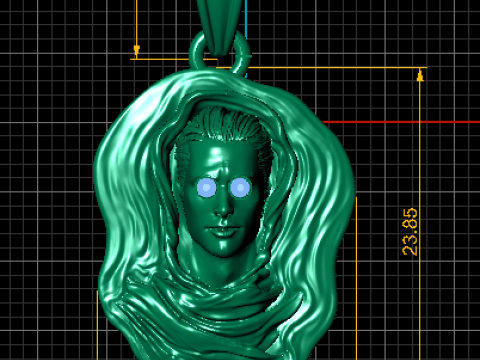 Golden Mystic Hooded Face Pendant with Ruby Eyes 3D मॉडल