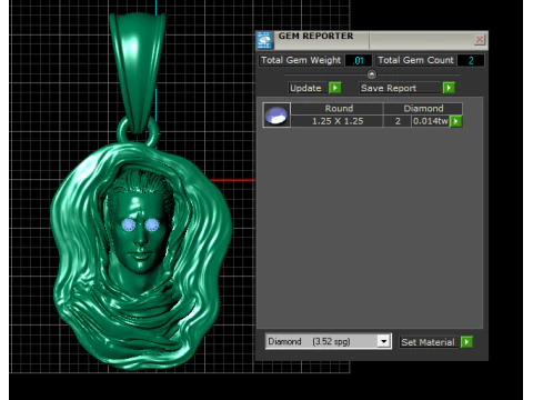 Golden Mystic Hooded Face Pendant with Ruby Eyes 3D Model
