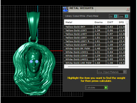 Golden Mystic Hooded Face Pendant with Ruby Eyes 3D Model
