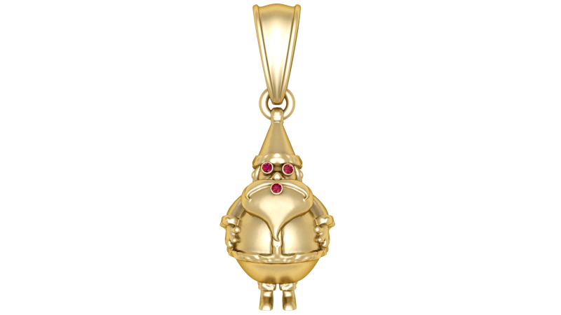 Golden Santa Claus Pendant with Ruby Accents 3D Model .c4d .max .obj .3ds .fbx .stl .blend 