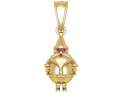 Ciondolo dorato di Babbo Natale con accenti di rubino Modello 3D