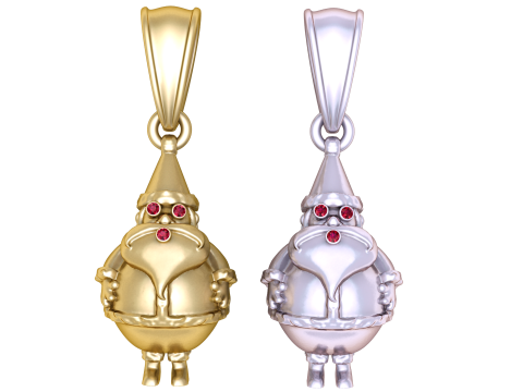 Golden Santa Claus Pendant with Ruby Accents 3D Model