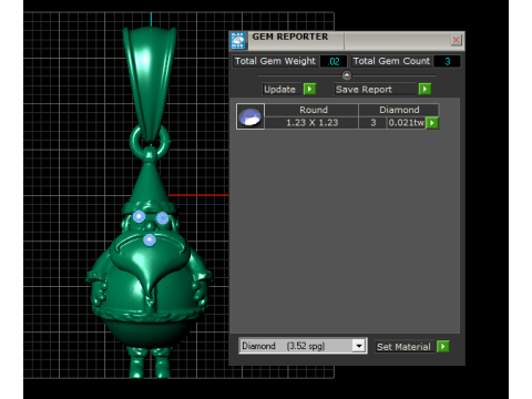 Golden Santa Claus Pendant with Ruby Accents 3D Model