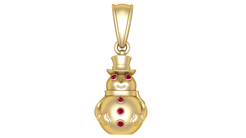 Golden Snowman Pendant with Ruby Accents Modèle 3D .c4d .max .obj .3ds .fbx .stl .blend