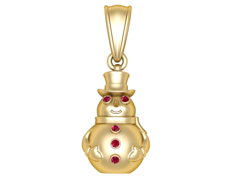Золотий кулон сніговика з рубіновими вставками 3D Модель
