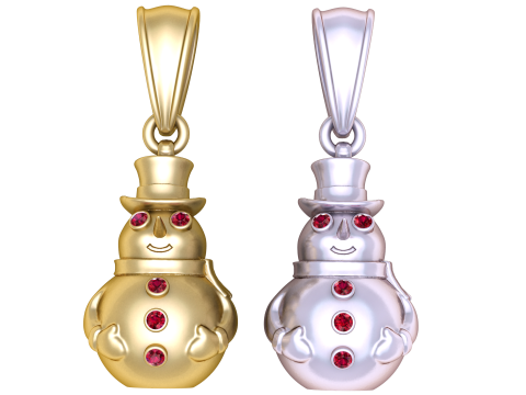 Golden Snowman Pendant with Ruby Accents Modèle 3D