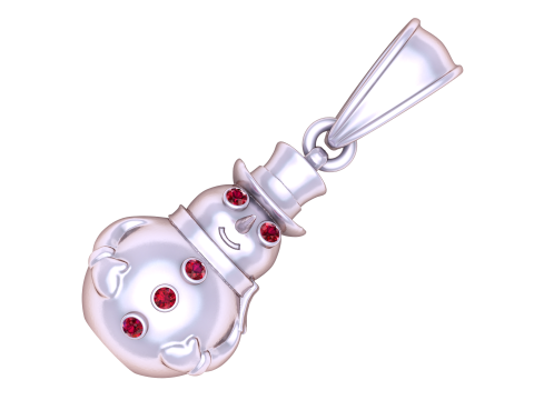 Golden Snowman Pendant with Ruby Accents Modèle 3D