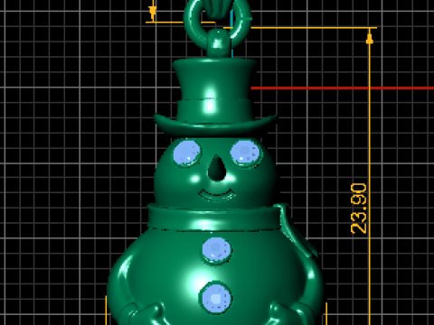 Golden Snowman Pendant with Ruby Accents Modèle 3D