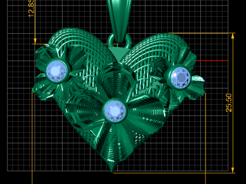 Golden Floral Heart Pendant with Ruby Accents 3Dモデル