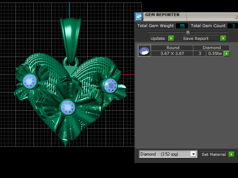 Golden Floral Heart Pendant with Ruby Accents 3Dモデル