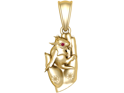 Golden Dragon Pendant with Ruby Eye Modello 3D
