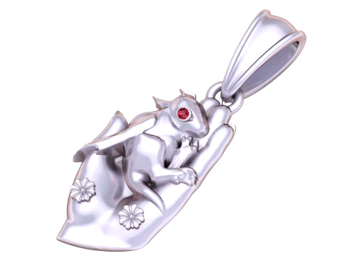 Golden Dragon Pendant with Ruby Eye 3D Model