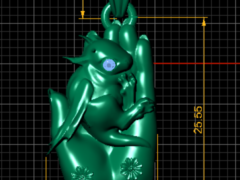 Golden Dragon Pendant with Ruby Eye Modelo 3D