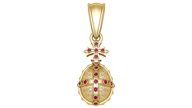 Golden Cross Egg Pendant with Ruby Accents Model 3D .c4d .max .obj .3ds .fbx .stl .blend 