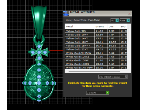 Golden Cross Egg Pendant with Ruby Accents Model 3D