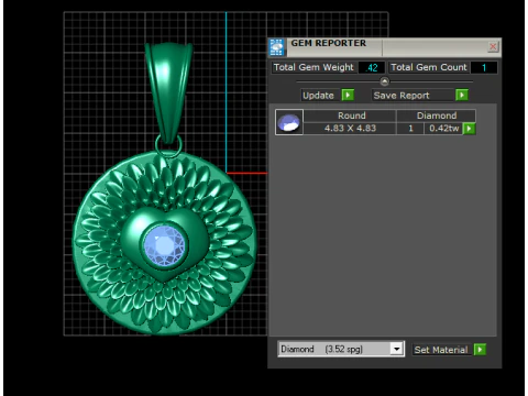 Golden Lotus Bloom Pendant with Ruby Center 3D Model