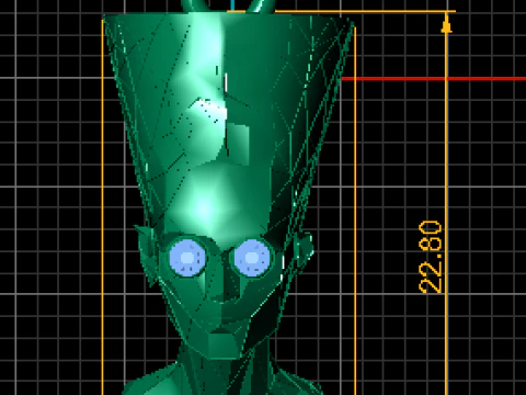 Liontin Geometris Nefertiti Emas dengan Mata Ruby Model 3D