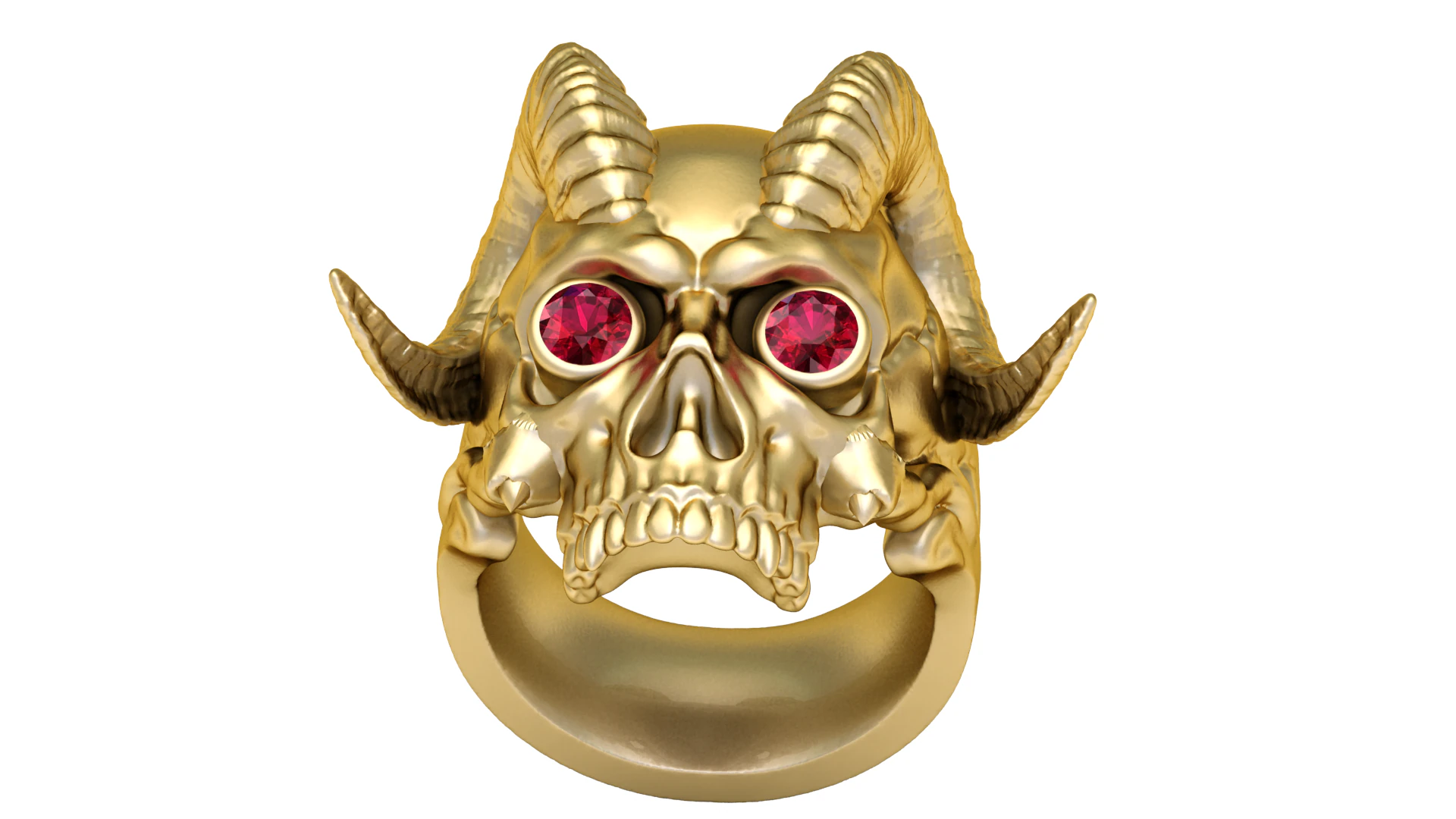 Golden Demon Skull Ring with Ruby Eyes 3D Model .c4d .max .obj .3ds .fbx .stl .blend