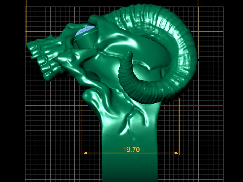Golden Demon Skull Ring with Ruby Eyes 3D Model