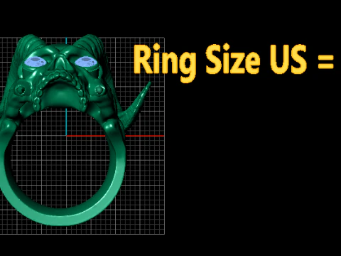 Golden Demon Skull Ring with Ruby Eyes 3D Model