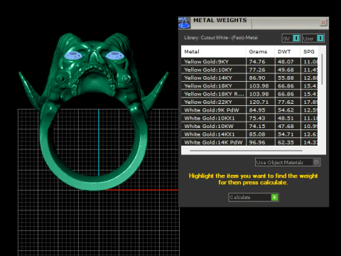 Golden Demon Skull Ring with Ruby Eyes 3D Model