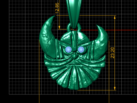 Golden Samurai Warrior Face Pendant with Ruby Eyes 3D मॉडल