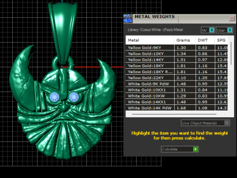 Golden Samurai Warrior Face Pendant with Ruby Eyes 3D Model