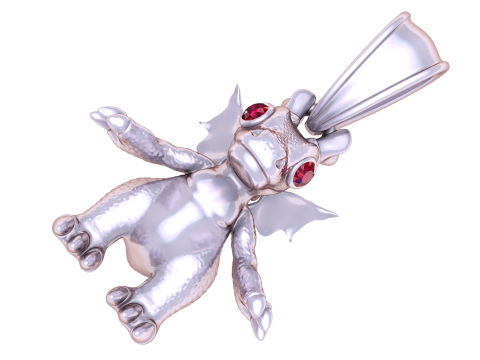 Golden Baby Dragon Pendant with Ruby Eyes 3D Model