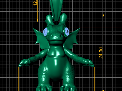 Golden Baby Dragon Pendant with Ruby Eyes 3D Model