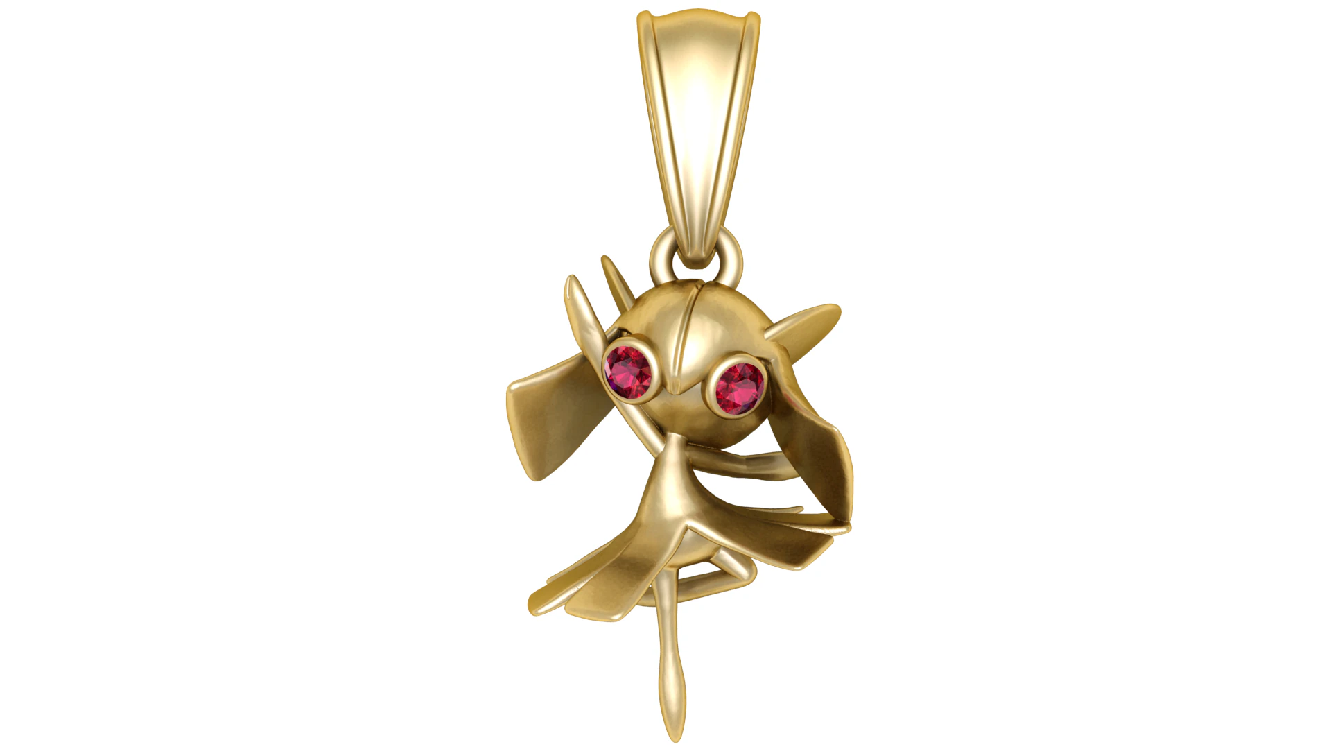 Golden Fairy Dancer Pendant with Ruby Eyes 3D Model .c4d .max .obj .3ds .fbx .stl .blend 
