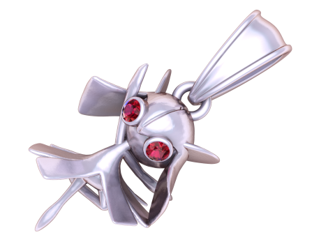 Golden Fairy Dancer Pendant with Ruby Eyes 3D Model