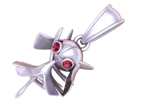 Golden Fairy Dancer Pendant with Ruby Eyes 3D Model